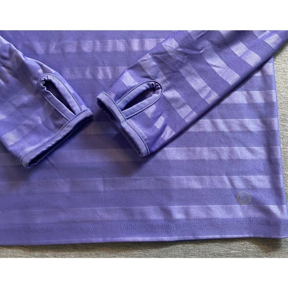 Vogo Athletica Striped 1/4 Zip Athletic Jacket Thumbholes Womens Size Small S - Picture 3 of 7